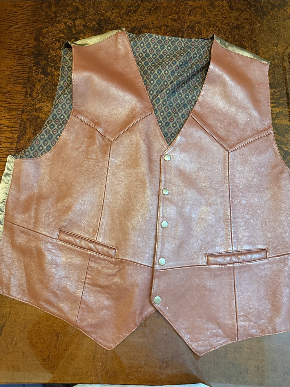 Men's Brown Leather Vest - Classic Button-Front Style